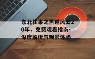 东北往事之黑道风云20年，免费观看指南-深度解析与观影体验