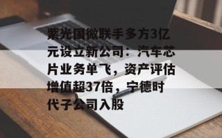 紫光国微联手多方3亿元设立新公司：汽车芯片业务单飞，资产评估增值超37倍，宁德时代子公司入股