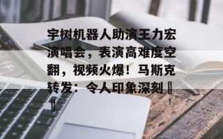 宇树机器人助演王力宏演唱会，表演高难度空翻，视频火爆！马斯克转发：令人印象深刻⋯⋯