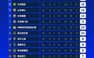 中超积分榜解析,联赛竞争格局-2023赛季最新排名一览
