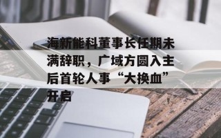 海新能科董事长任期未满辞职，广域方圆入主后首轮人事“大换血”开启