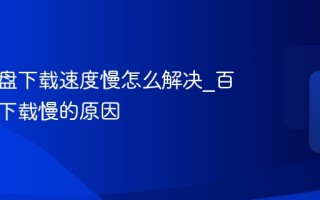 百度网盘下载速度慢怎么解决_百度网盘下载慢的原因