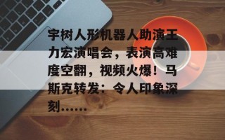 宇树人形机器人助演王力宏演唱会，表演高难度空翻，视频火爆！马斯克转发：令人印象深刻......