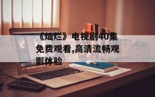 《灿烂》电视剧40集免费观看,高清流畅观影体验