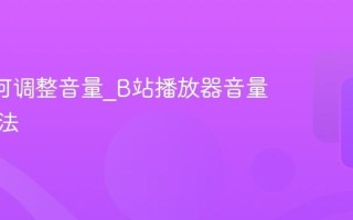 B站如何调整音量_B站播放器音量控制方法