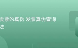 怎么查发票的真伪 发票真伪查询官方方法