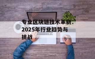 专业区块链技术革新：2025年行业趋势与挑战