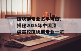 区块链专业炙手可热：揭秘2025年中国顶尖高校区块链专业一览