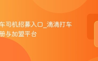 滴滴打车司机招募入口_滴滴打车司机注册与加盟平台