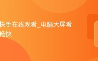 网页版快手在线观看_电脑大屏看快手更畅快