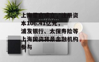 上海星启成立，注册资本106.41亿元，浦发银行、太保寿险等上海国资背景金融机构参与