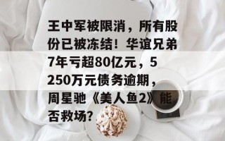 王中军被限消，所有股份已被冻结！华谊兄弟7年亏超80亿元，5250万元债务逾期，周星驰《美人鱼2》能否救场？
