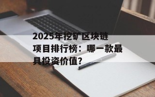 2025年挖矿区块链项目排行榜：哪一款最具投资价值？