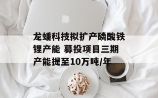 龙蟠科技拟扩产磷酸铁锂产能 募投项目三期产能提至10万吨/年