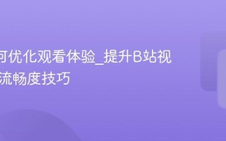 B站如何优化观看体验_提升B站视频播放流畅度技巧