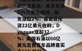 【美股盘前】金银铜再创历史新高；库克豪掷295万美元增持，耐克涨超2%；赛诺菲斥资22亿美元收购，Dynavax涨超37%；英国石油以60亿美元出售百年品牌嘉实多65%股权