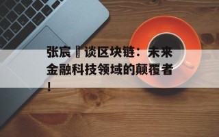 张宸玚谈区块链：未来金融科技领域的颠覆者！