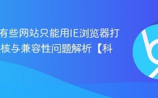 为什么有些网站只能用IE浏览器打开 IE内核与兼容性问题解析【科普】