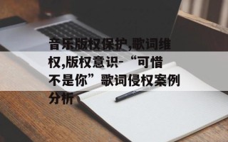音乐版权保护,歌词维权,版权意识-“可惜不是你”歌词侵权案例分析