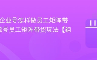 视频号企业号怎样做员工矩阵带货_视频号员工矩阵带货玩法【组织】