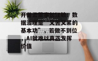 开普云董事长汪敏：数据治理是“又苦又累的基本功”，若做不到位，AI就难以真正发挥价值
