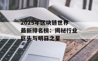 2025年区块链世界最新排名榜：揭秘行业巨头与明日之星