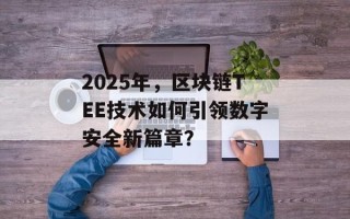 2025年，区块链TEE技术如何引领数字安全新篇章？