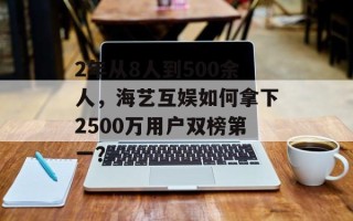 2年从8人到500余人，海艺互娱如何拿下2500万用户双榜第一？
