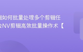 NV剪辑如何批量处理多个剪辑任务_学会NV剪辑高效批量操作术【方法】