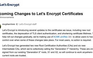 Let’s Encrypt 将启用新一代证书信任层级 Generation Y