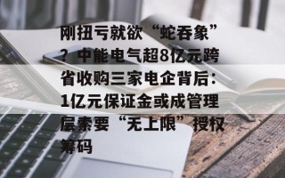 刚扭亏就欲“蛇吞象”？中能电气超8亿元跨省收购三家电企背后：1亿元保证金或成管理层索要“无上限”授权筹码