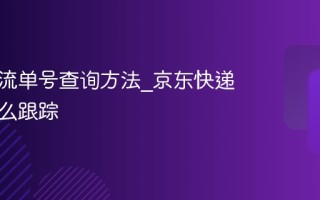 京东物流单号查询方法_京东快递进度怎么跟踪
