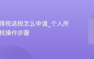 个人所得税退税怎么申请_个人所得税退税操作步骤