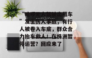 “哈啰无人驾驶出租车”发生伤人事故，有行人被卷入车底，群众合力抬车救人！在株洲暂停运营？回应来了