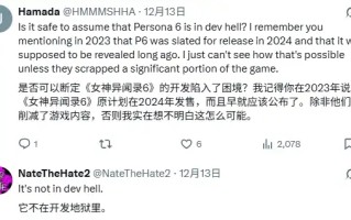 《女神异闻录6》开发进展顺利：并未进入开发困境！