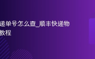 顺丰快递单号怎么查_顺丰快递物流追踪教程