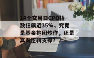 14个交易日CPO指数狂飙近35%，究竟是基金抱团炒作，还是真有逻辑支撑？