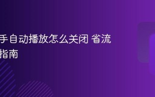 打开快手自动播放怎么关闭 省流量设置指南
