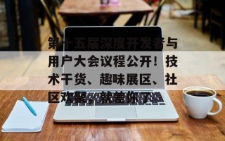 第十五届深度开发者与用户大会议程公开！技术干货、趣味展区、社区欢聚，就差你了