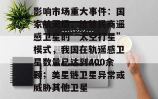 影响市场重大事件：国家航天局：统筹民商遥感卫星的“太空打星”模式，我国在轨遥感卫星数量已达到400余颗；美星链卫星异常或威胁其他卫星