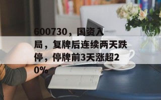 600730，国资入局，复牌后连续两天跌停，停牌前3天涨超20%