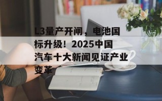L3量产开闸，电池国标升级！2025中国汽车十大新闻见证产业变革