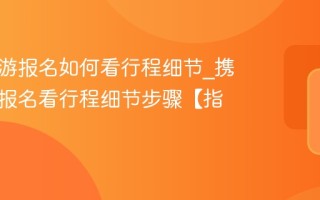 携程旅游报名如何看行程细节_携程旅游报名看行程细节步骤【指南】