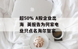 超50% A股企业出海  英报告为何家电业只点名海尔智家