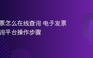 电子发票怎么在线查询 电子发票在线查询平台操作步骤