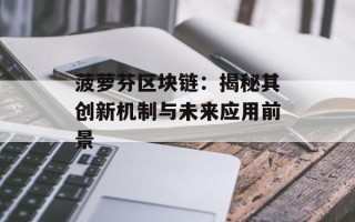 菠萝芬区块链：揭秘其创新机制与未来应用前景