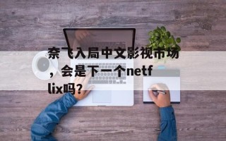 奈飞入局中文影视市场，会是下一个netflix吗？