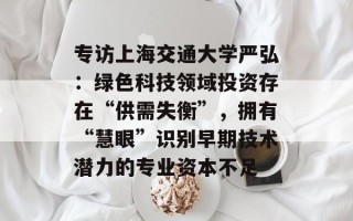 专访上海交通大学严弘：绿色科技领域投资存在“供需失衡”，拥有“慧眼”识别早期技术潜力的专业资本不足