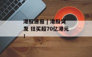 港股速报 | 港股突发 狂买超70亿港元！