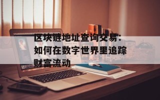 区块链地址查询交易：如何在数字世界里追踪财富流动
